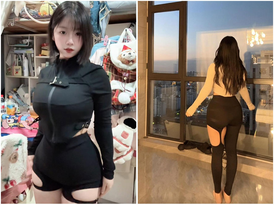 可爱多多杨穿看黑色丝袜展示长腿特写