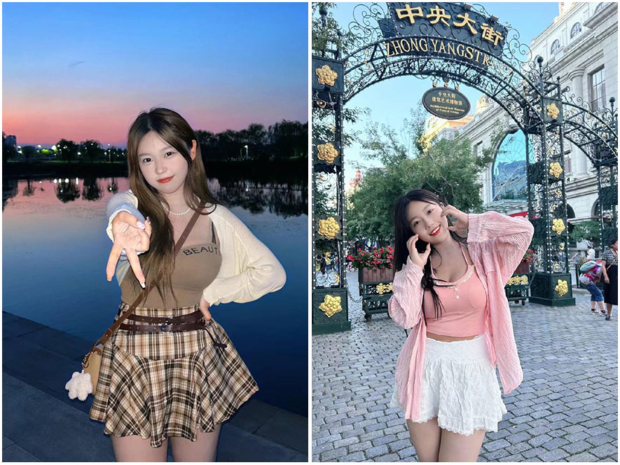 可爱多多杨穿着蓝色JK制服在操场回眸一笑