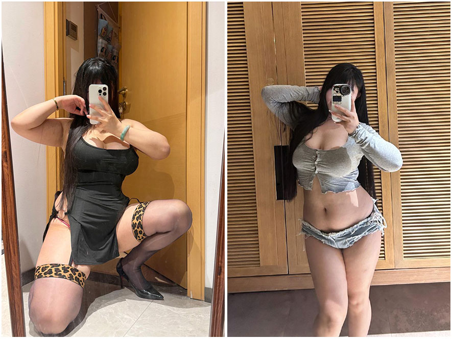 智惠姐姐在户外穿着黑色小吊裙回眸一笑的全身照