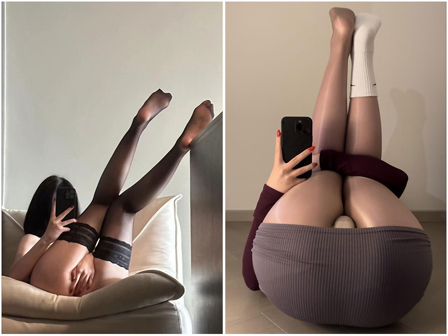 保守的妻子身着黑色短裙展示大长腿