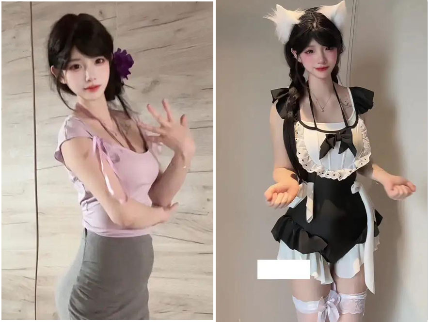 切换至泳装模式的雪顶在无边泳池中嬉戏