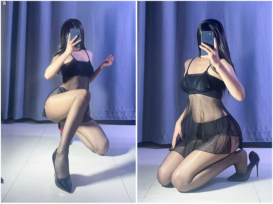 喵喵酱在一组限定视频中通过光影效果展示曲线美