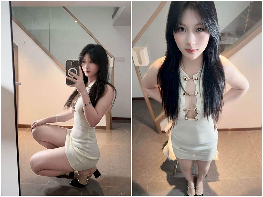 小妮酱紫白色吊带居家纯欲风自拍