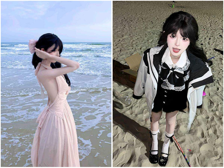 小小静海边沙滩清新漫步高清写真