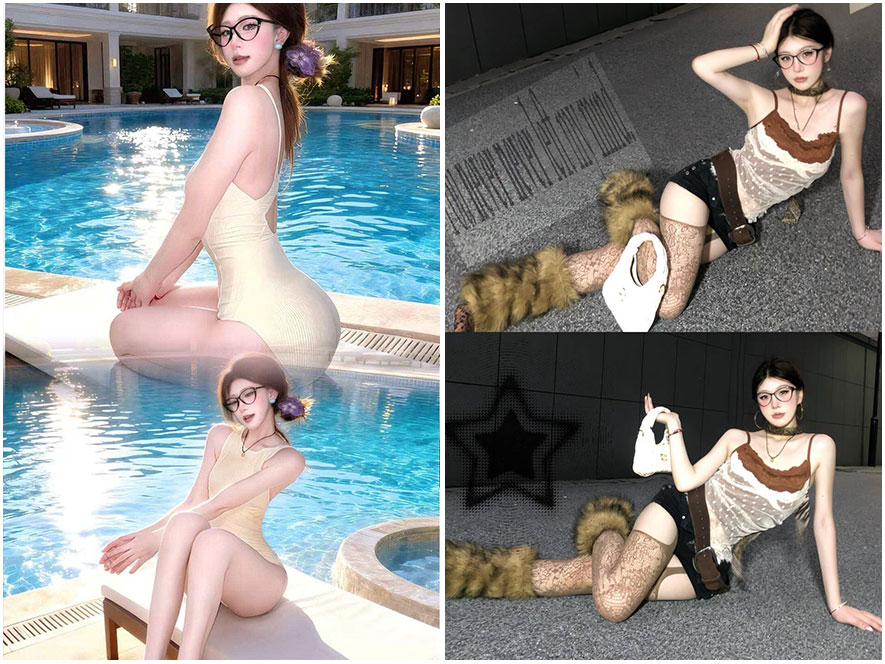 抖音博主罗肉肉微密圈泳装诱惑