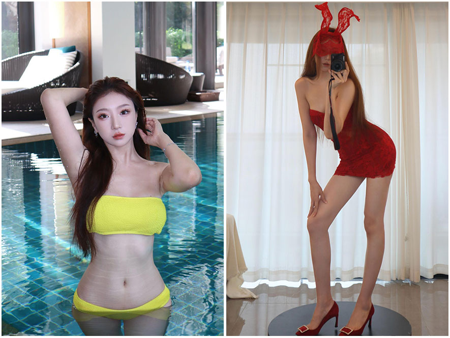 抖音网红SerenaSs高腰包臀裙性感全套写真图片下载