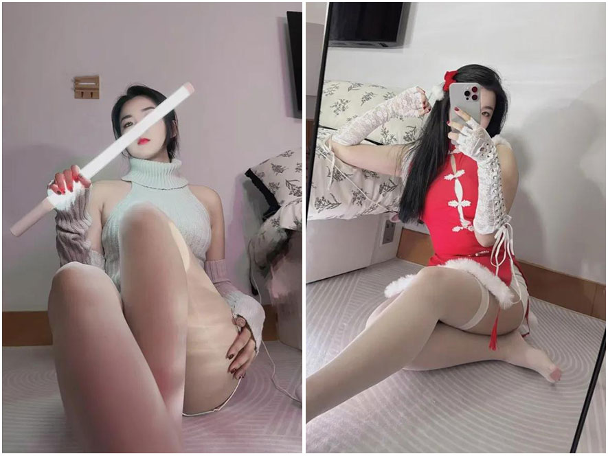 抖音博主含含蕾丝私房黑丝性感图包